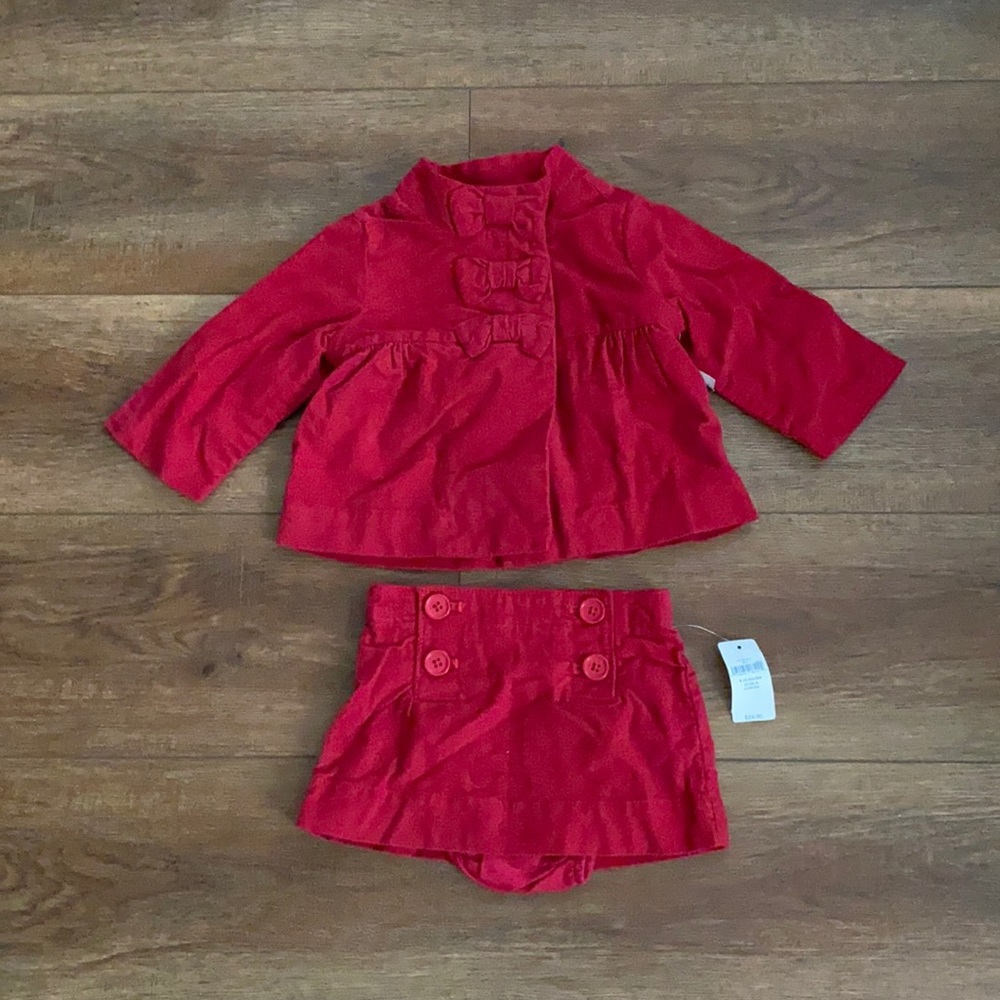 Baby gap girls matching red skirt and jacket. Size 6-12 months. NWT